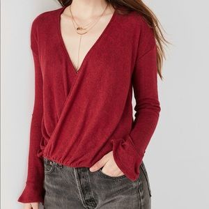 Urban Outfitters Plush Surplice Maroon Top